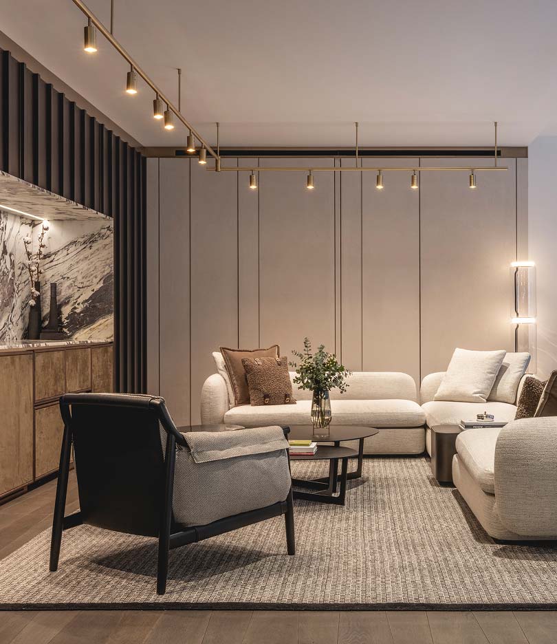 Cosy indoor scene with sofa and chair